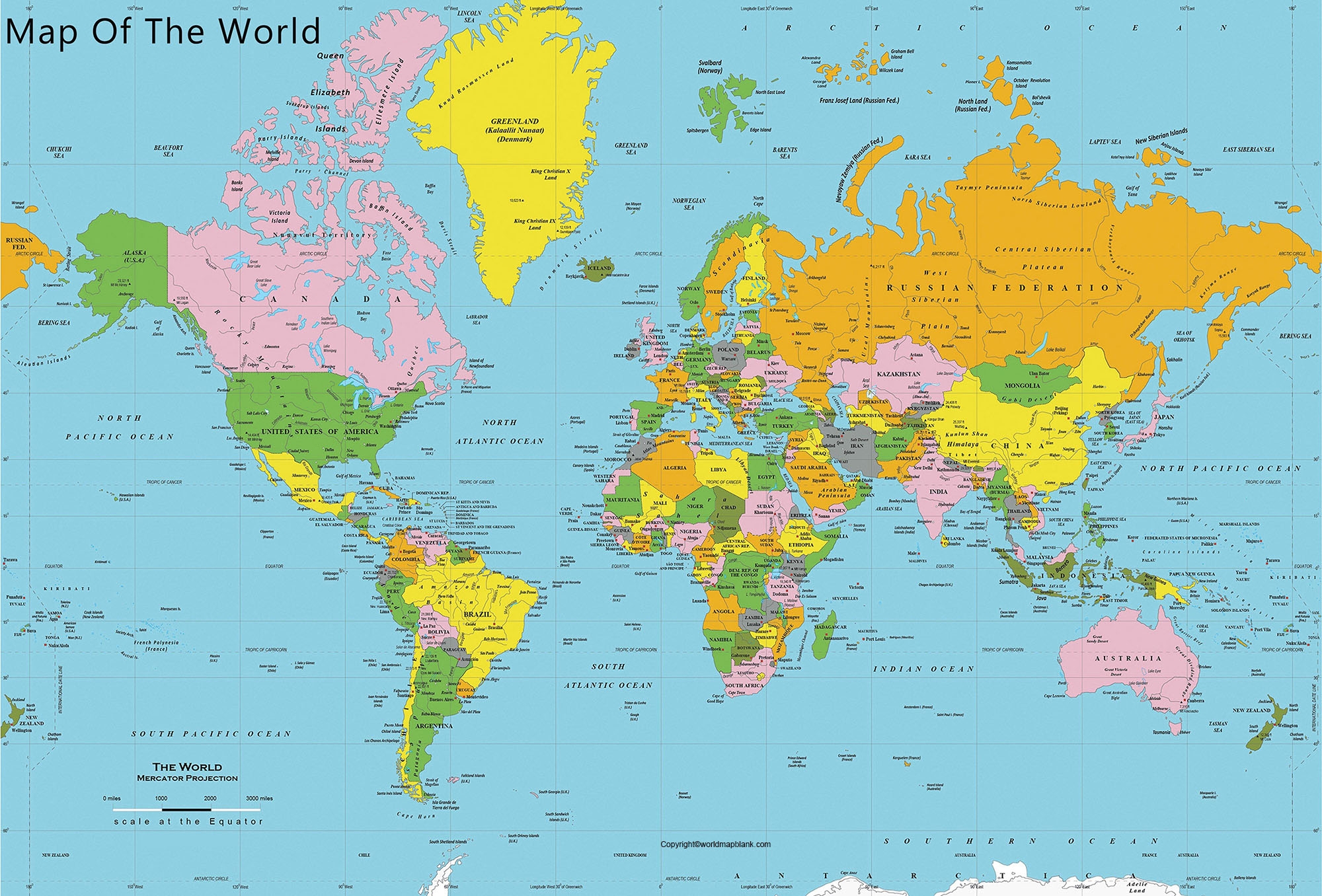 Political World Map Printable Map Of The World PDF 