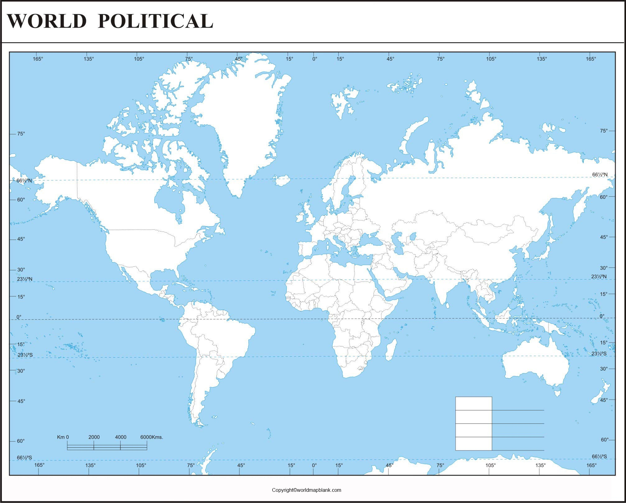 Political World Map Printable Map Of The World PDF 