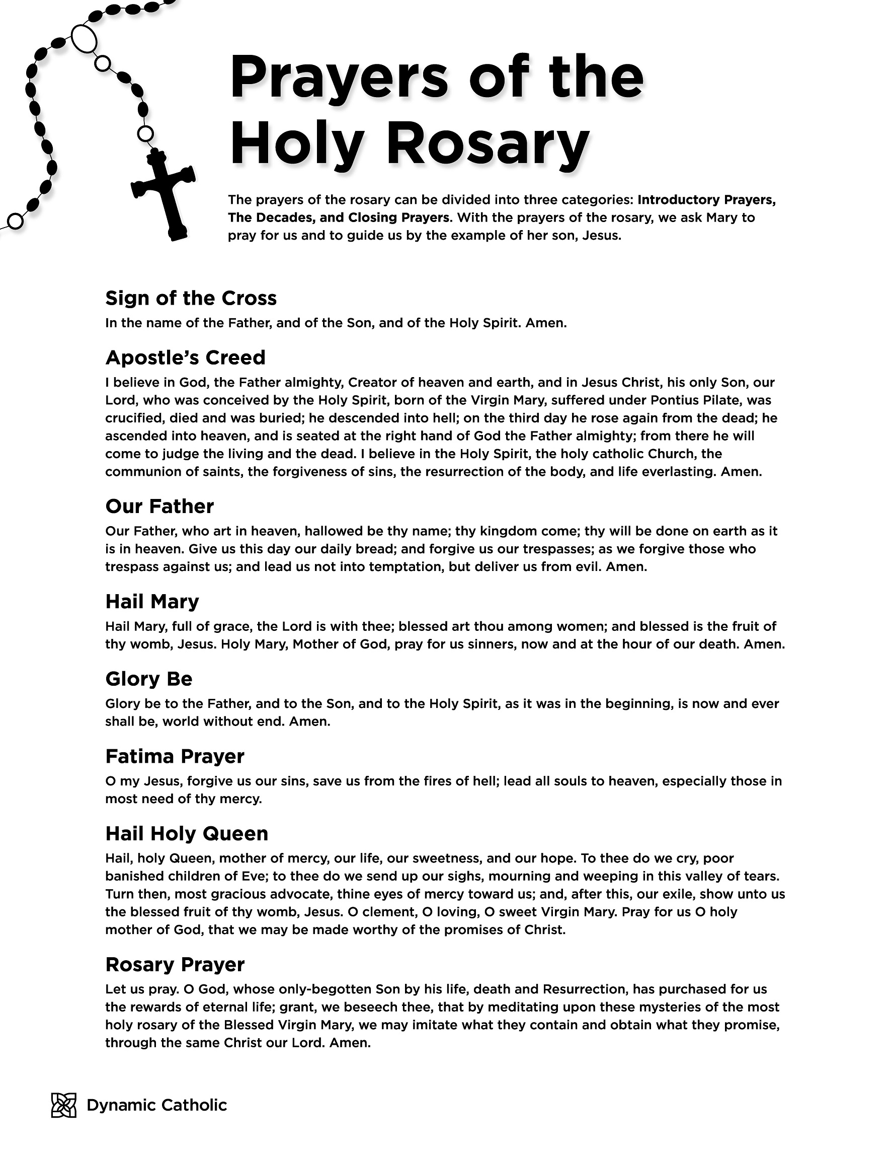 printable how to pray the rosary