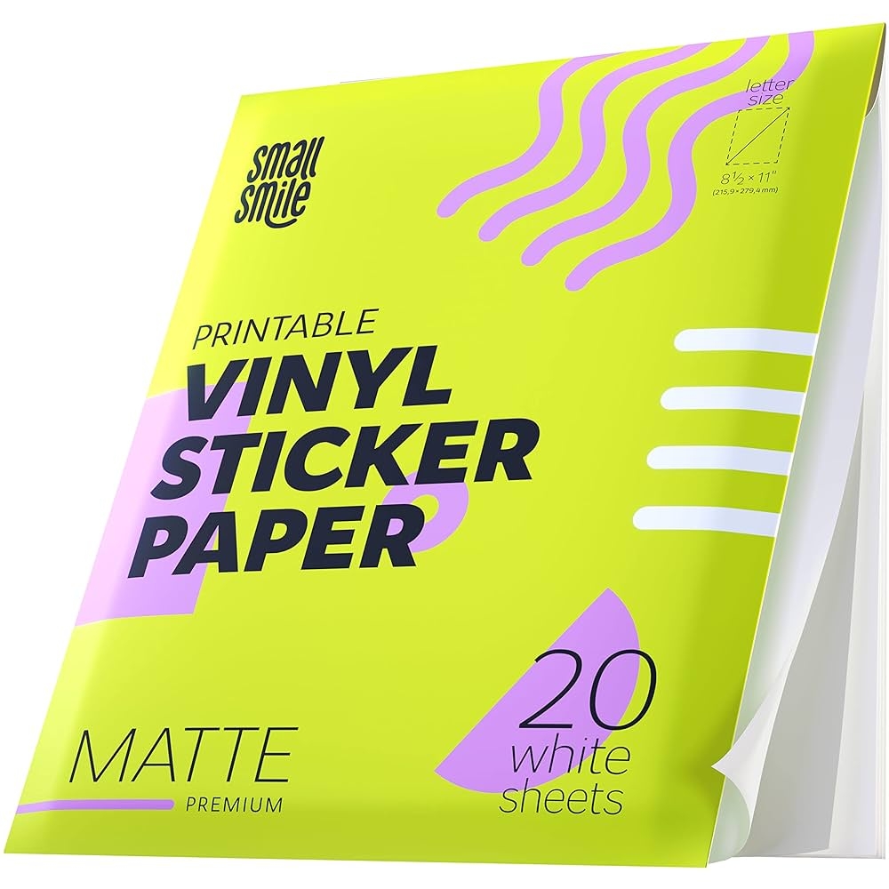 Premium Printable Vinyl Sticker Paper For Inkjet Printer And Laser 20 White Matte Sticker Paper Waterproof 