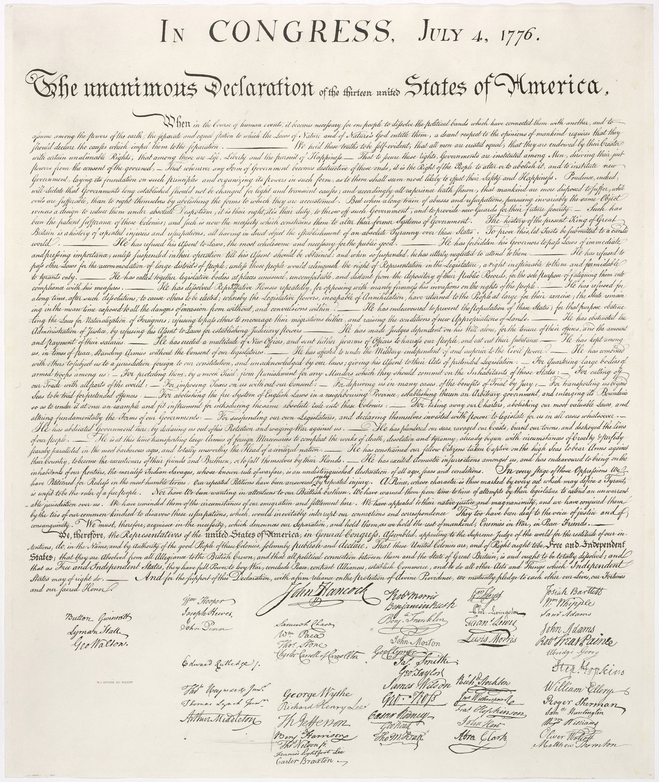 Print Of The Declaration Of Independence