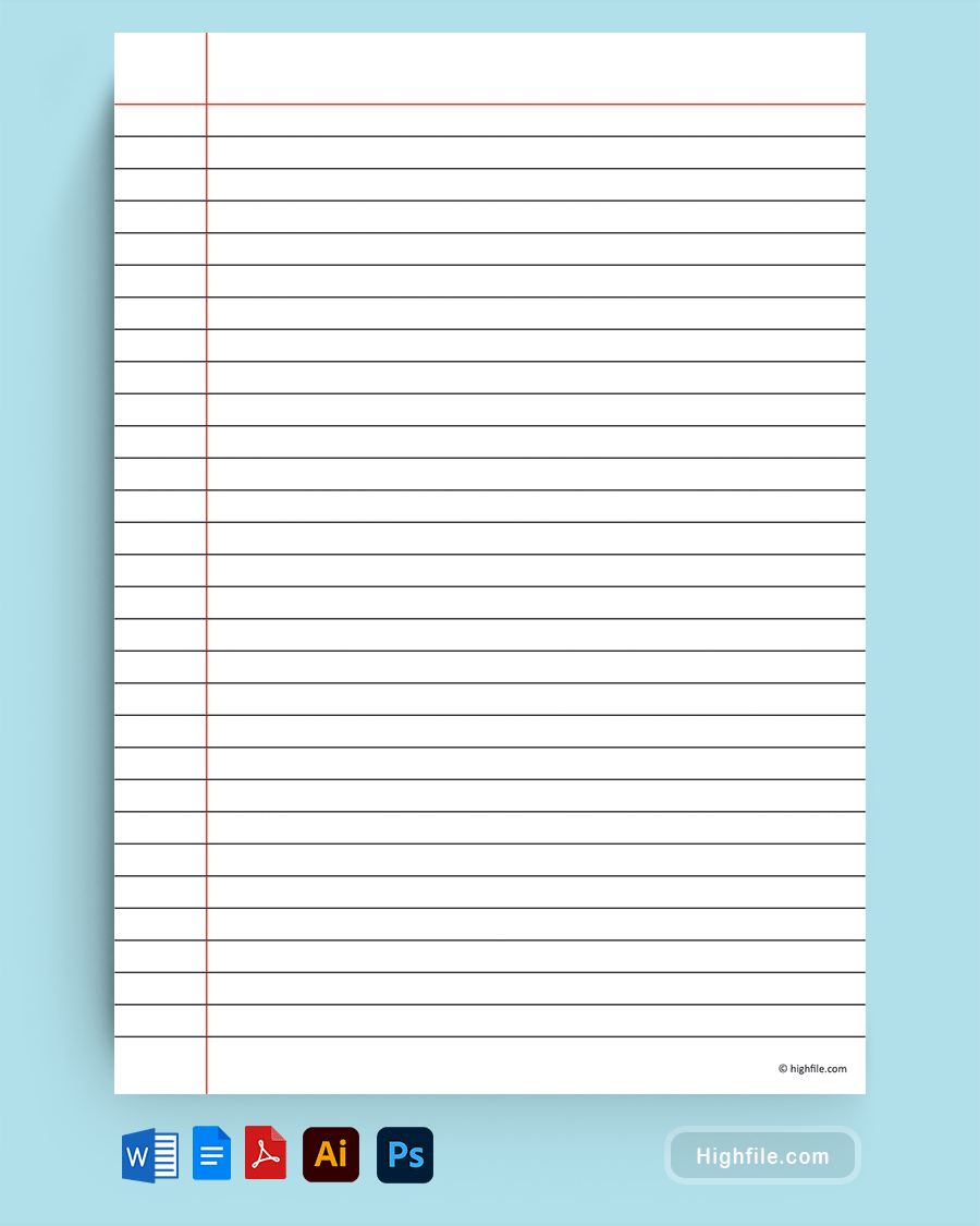 Printable A4 Lined Paper Template Word Google Docs PDF Adobe Illustrator Adobe Photoshop Highfile