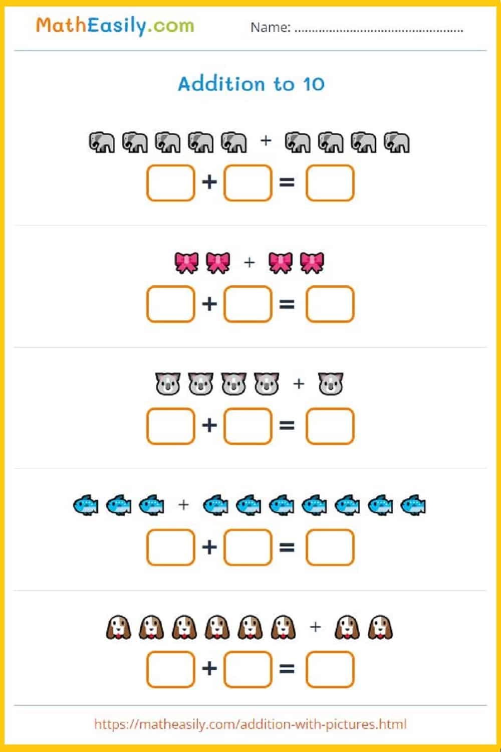 free printable addition math sheets