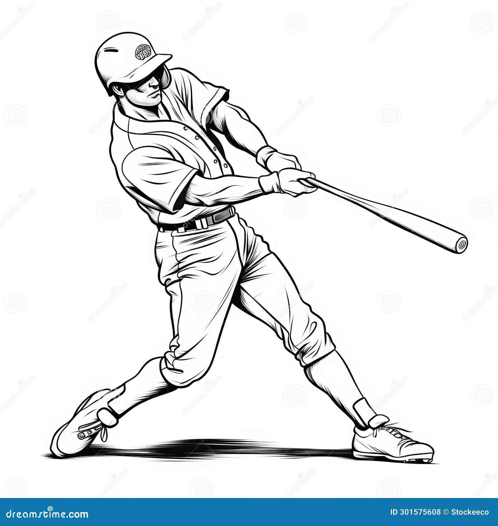 Printable Baseball Coloring Pages Realistic Chiaroscuro Illustration Of American Ballplayer Striking A Ball Stock Illustration Illustration Of Activities Artwork 301575608