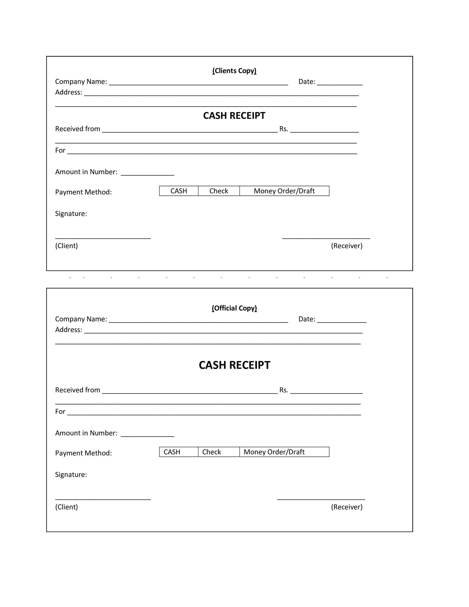 Printable Cash Receipt Templates At Allbusinesstemplates