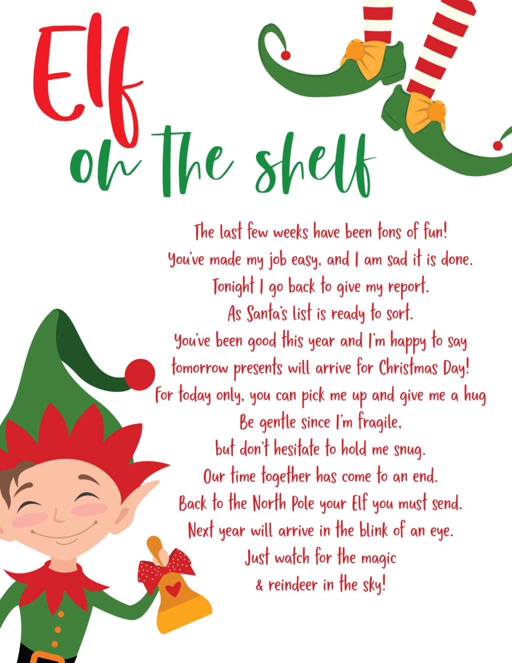 printable elf leaving letter