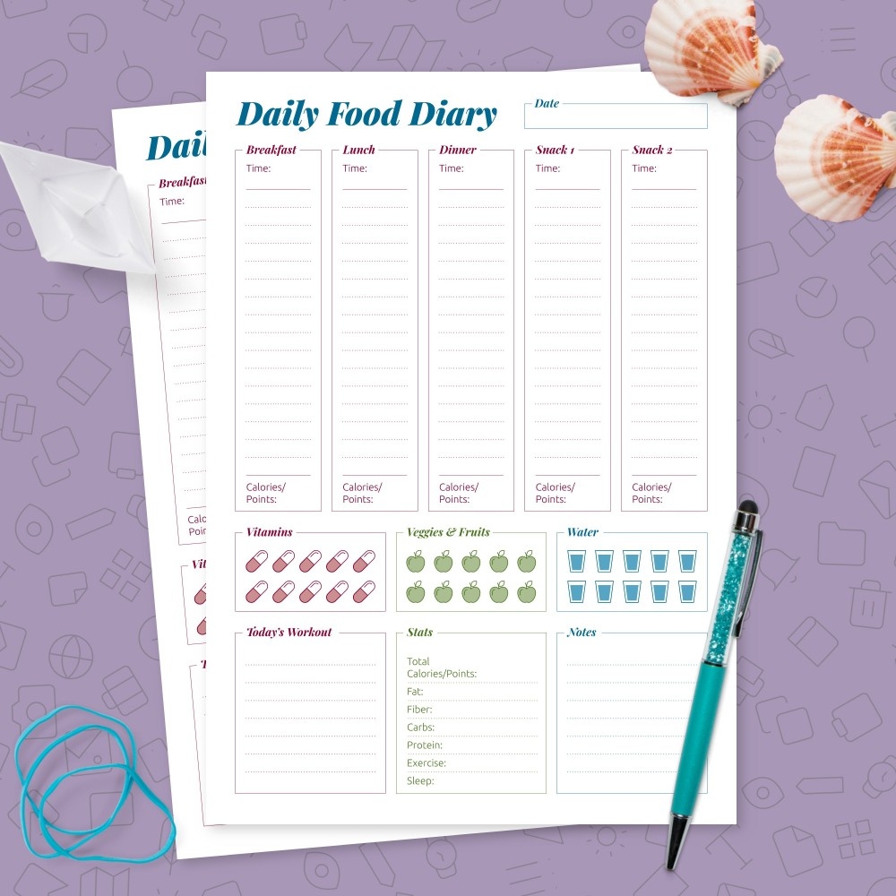 Printable Food Diary Templates Download Printable PDF Printsbery