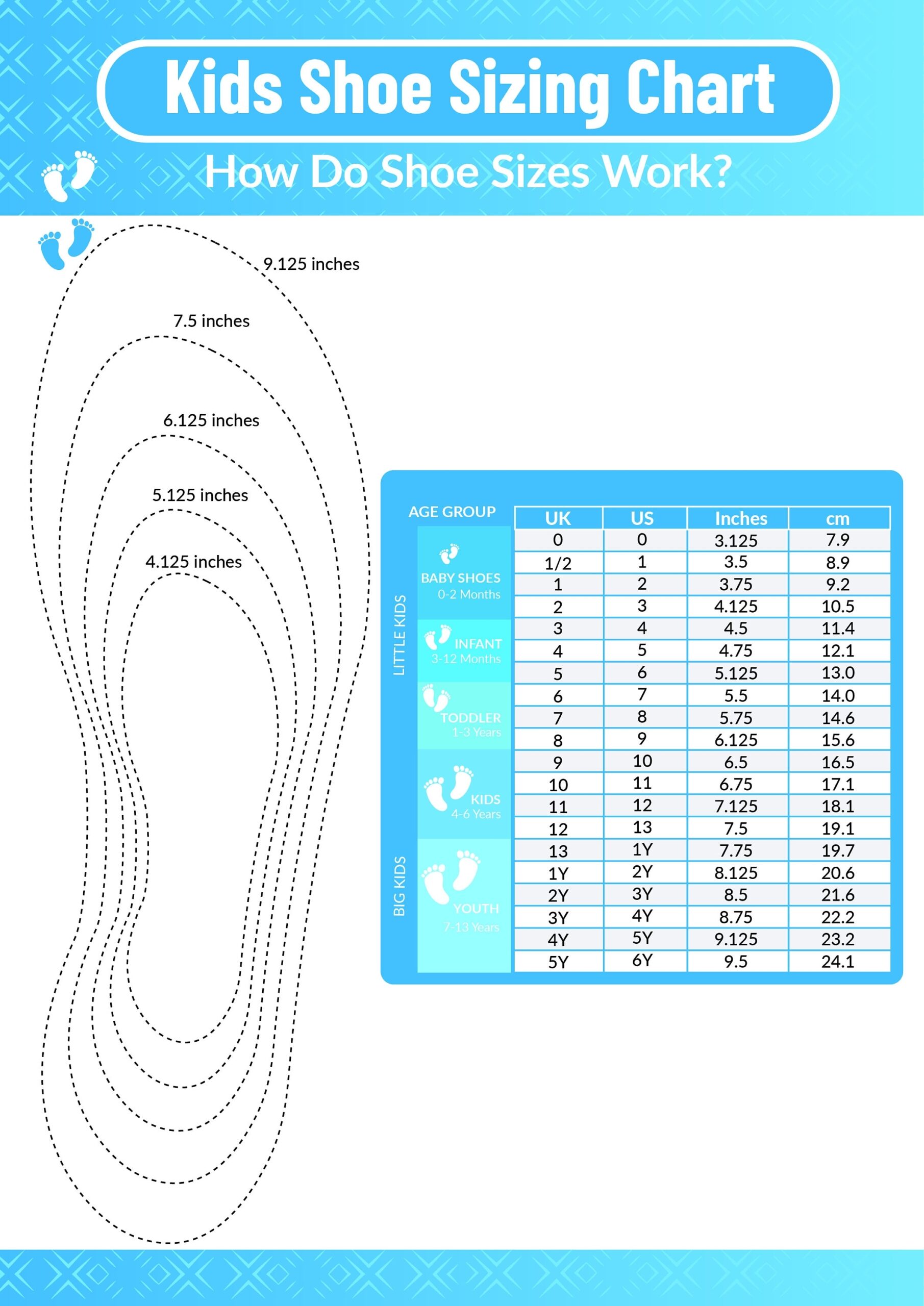 foot measuring chart printable