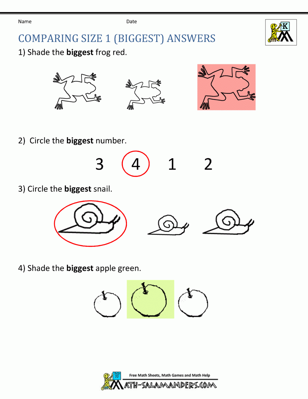 free printable kindergarten math sheets
