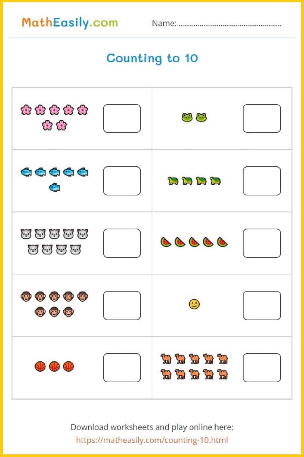 kindergarten printable math worksheets