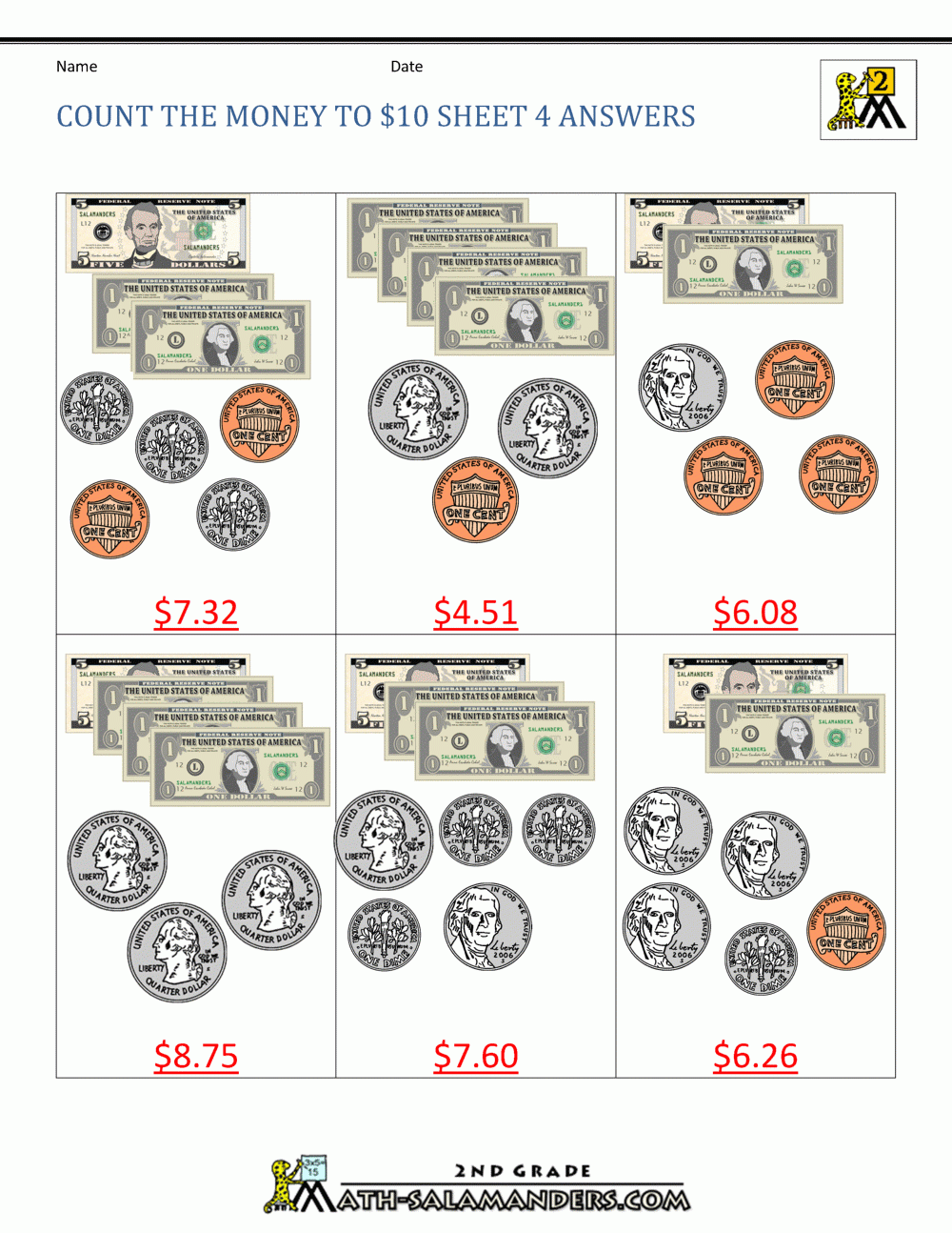 Printable Money Worksheets To 10