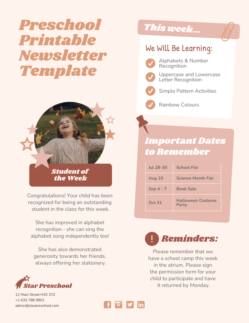 Printable Newsletter Template Venngage