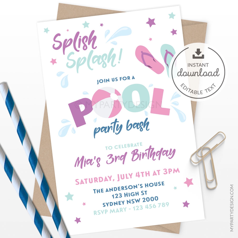 free printable invitations for pool party