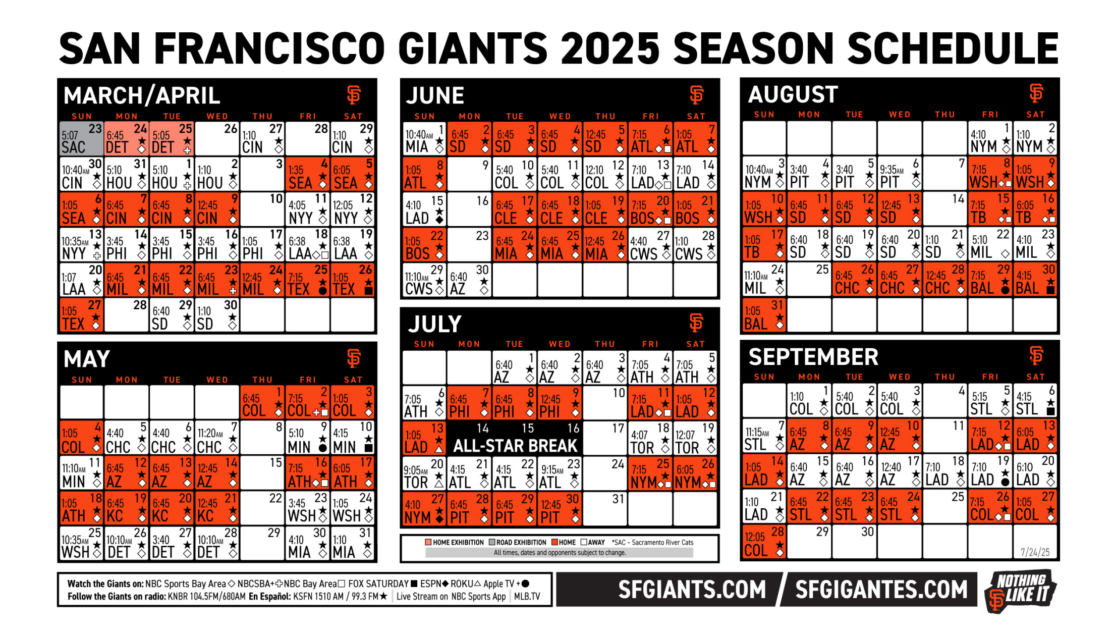Printable Schedule 2025 San Francisco Giants