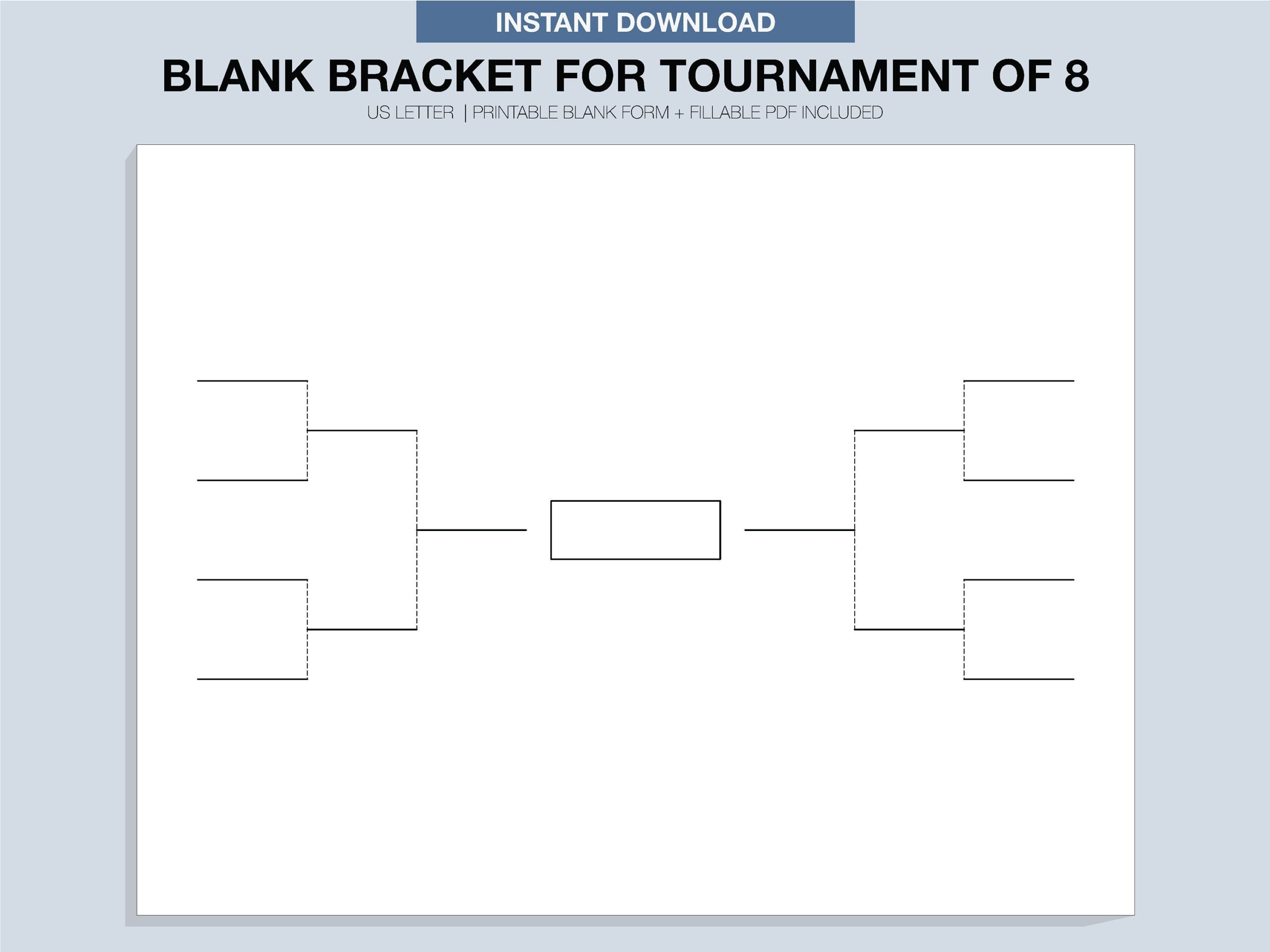 Printable Tournament Bracket Single Elimination fillable PDF Etsy