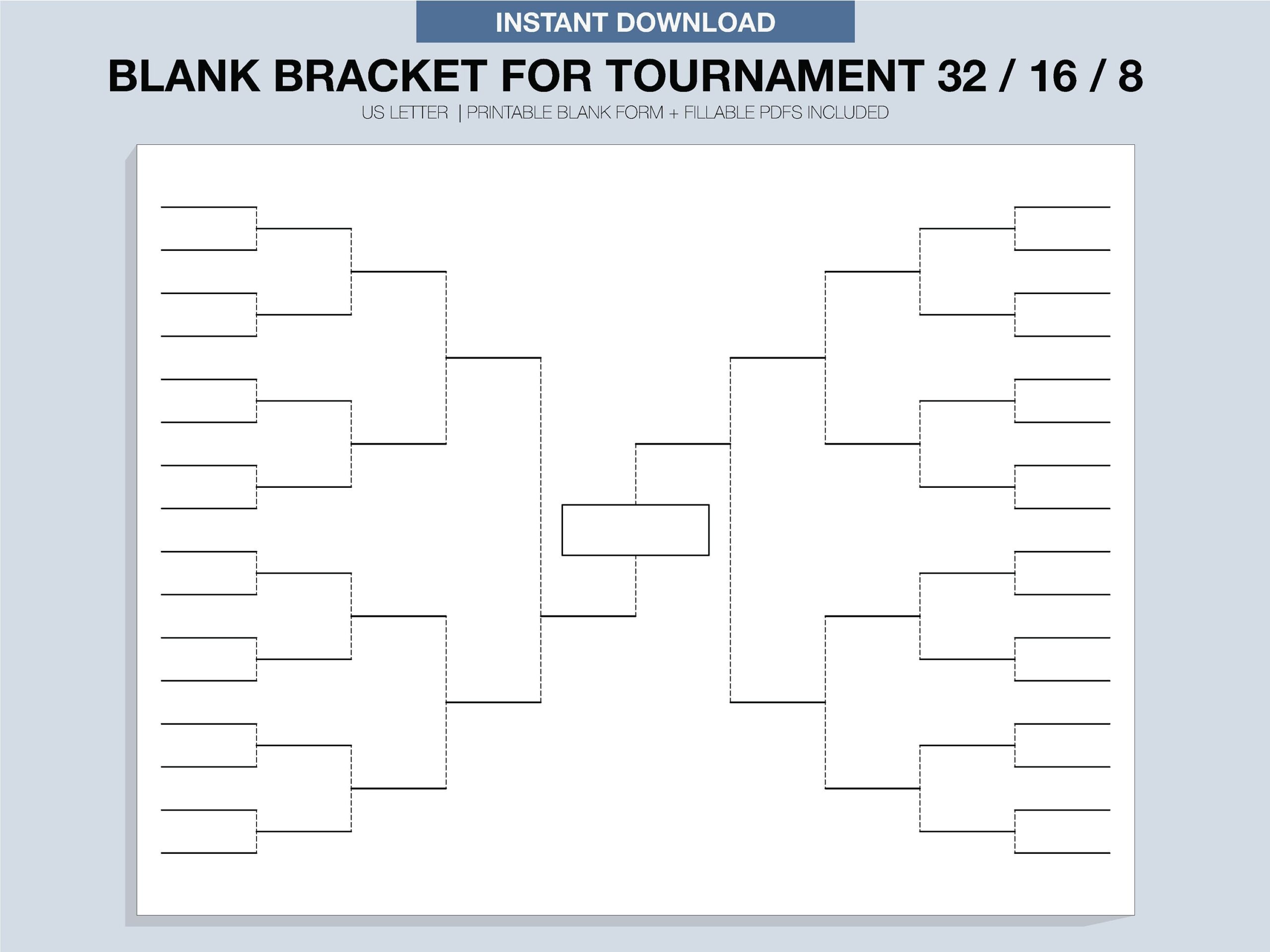 Printable Tournament Bracket Single Elimination fillable PDF Etsy