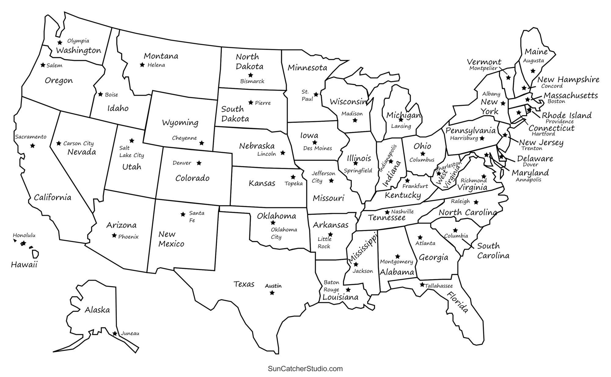 Printable US Maps With States USA United States America Free 