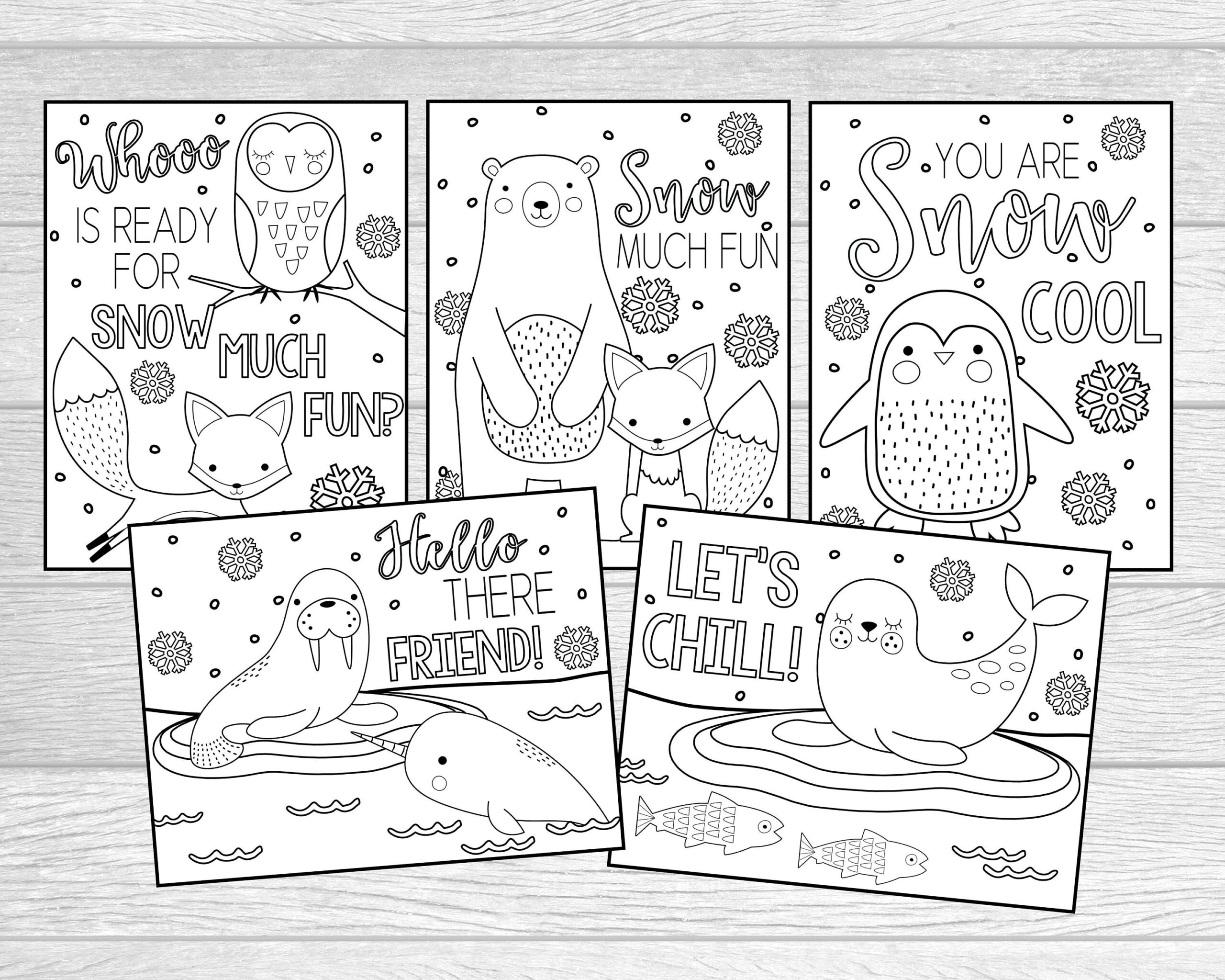 Printable Winter Animal Coloring Pages For Kids Or Adults Snow 