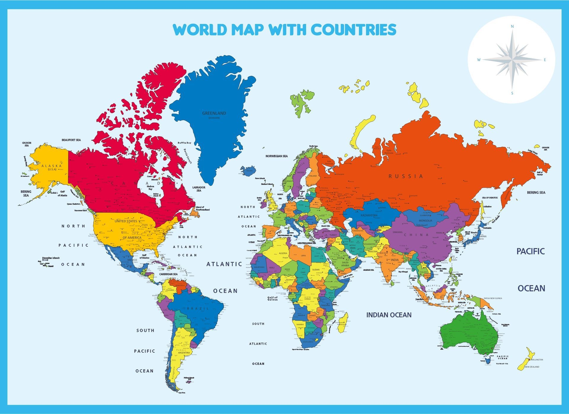 Printable World Map With Countries Labeled Wallpapersskin Worksheets Library
