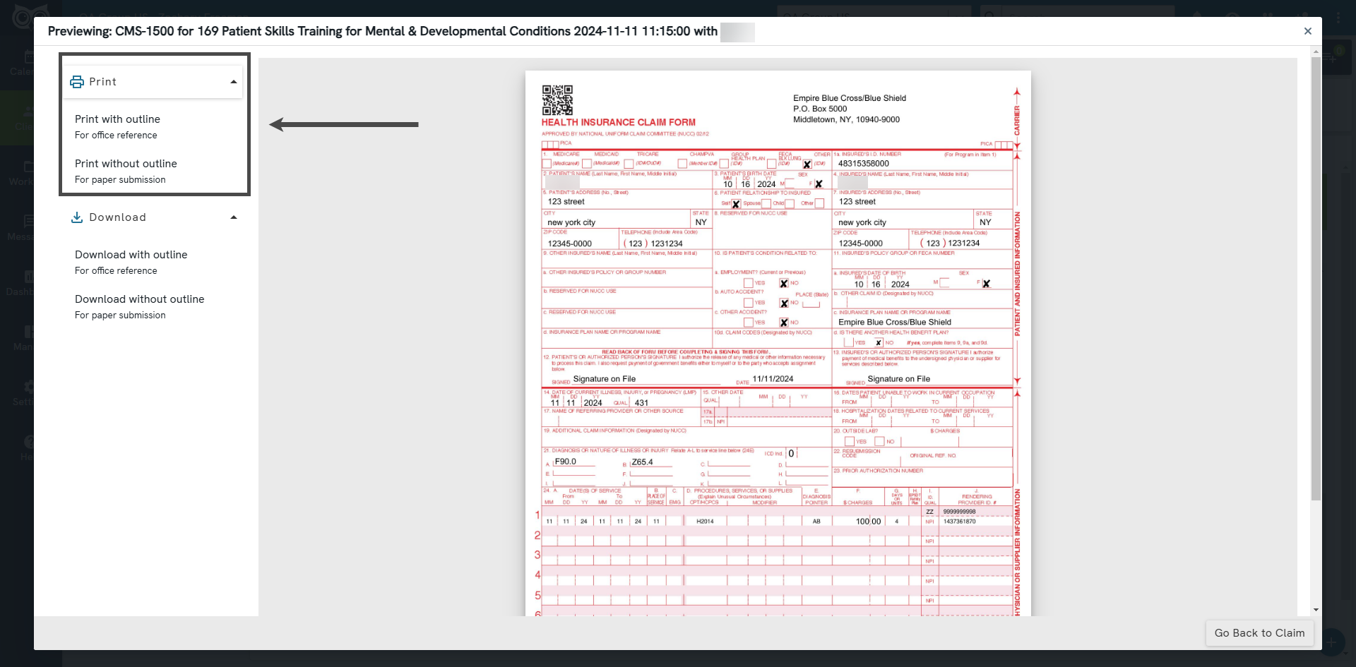 Printing CMS 1500 Forms Owlpracticesuite