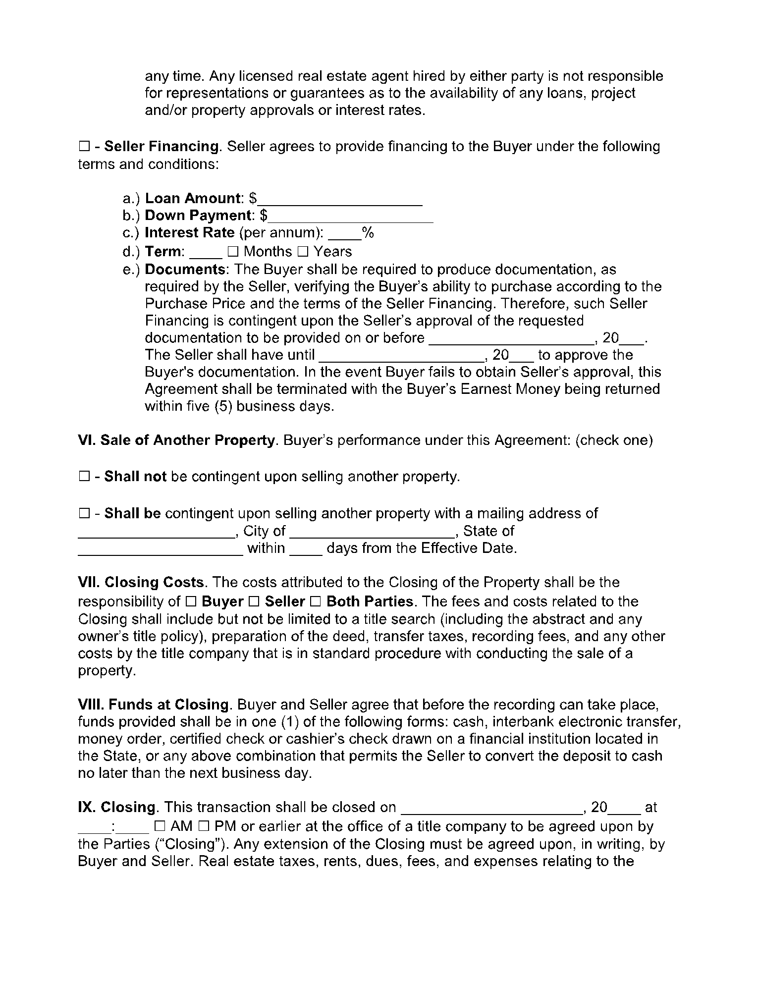 Real Estate For Sale By Owner Contract Template Free 