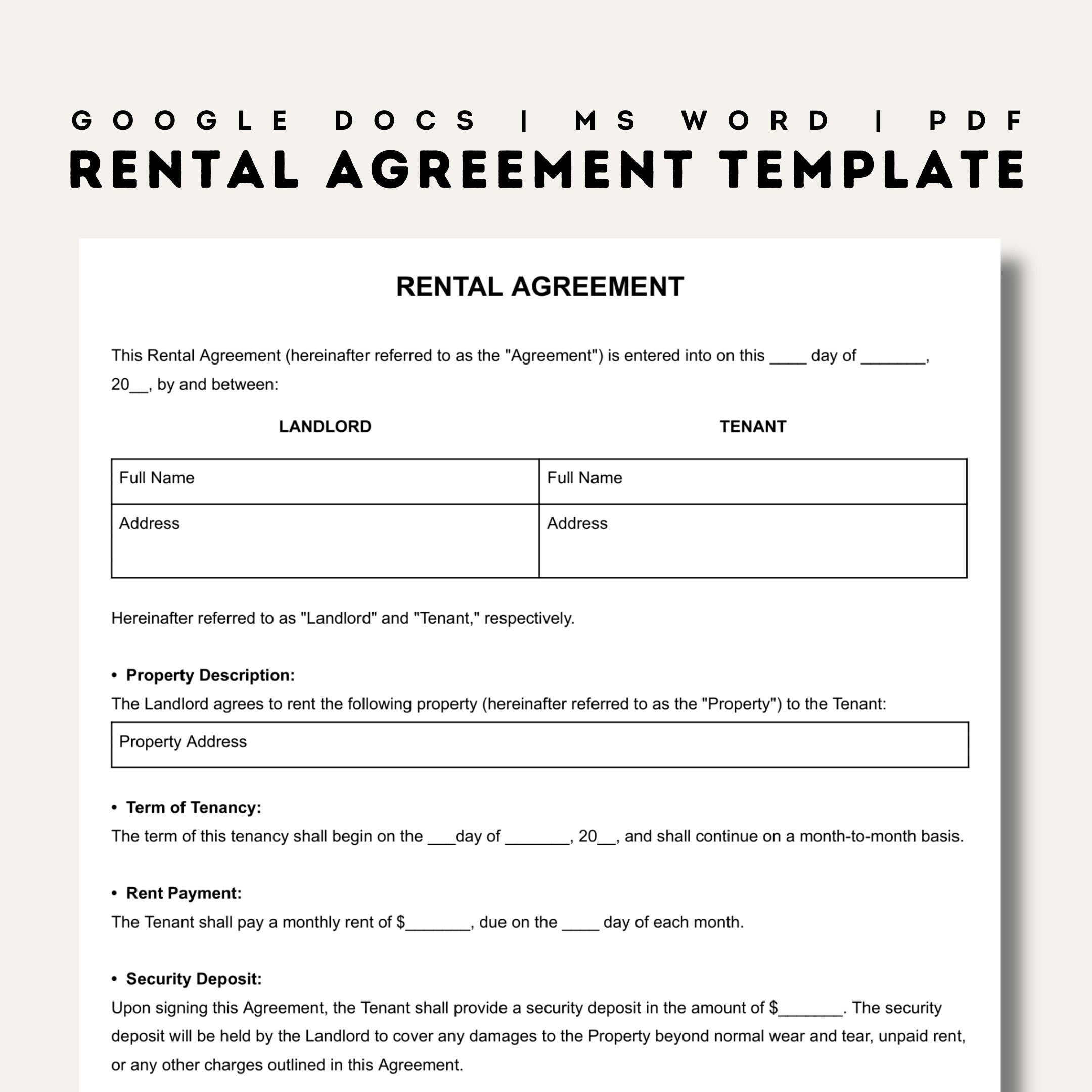 printable tenant lease agreement