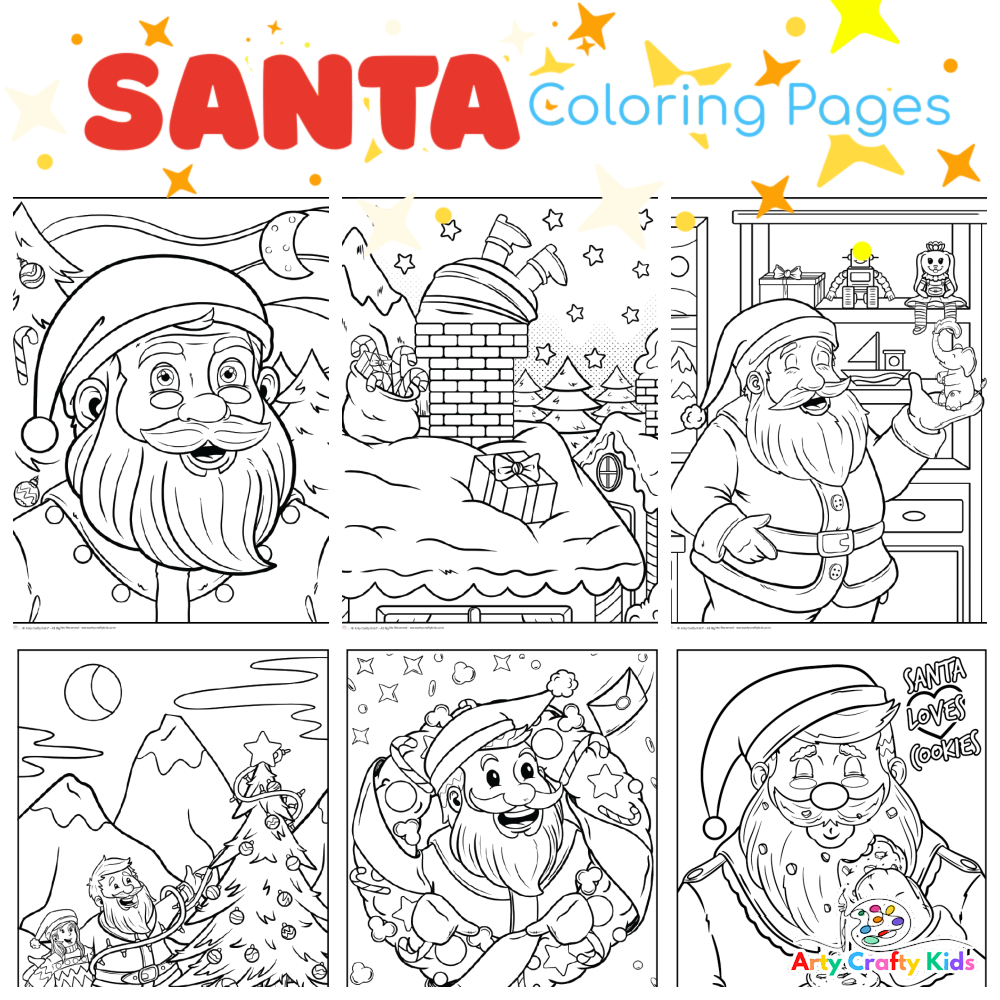 printable santa pictures to colour