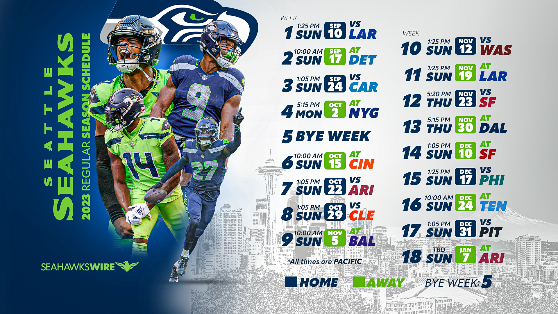 Seattle Seahawks 2023 Schedule Downloadable Wallpaper