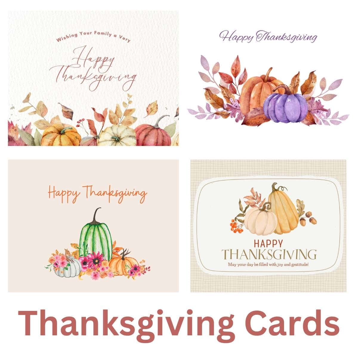 Set Of 4 Free Printable Thanksgiving Card Ideas
