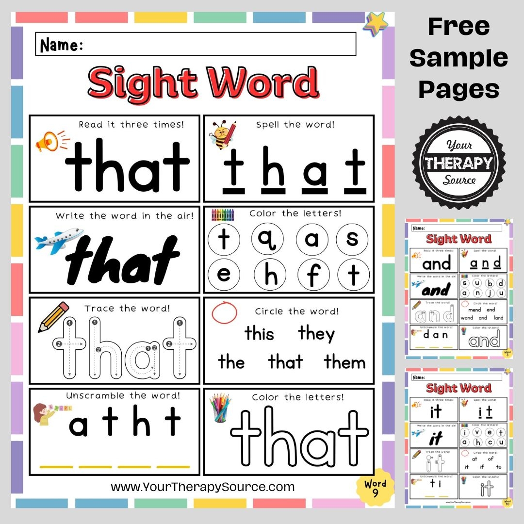 sight words printable kindergarten