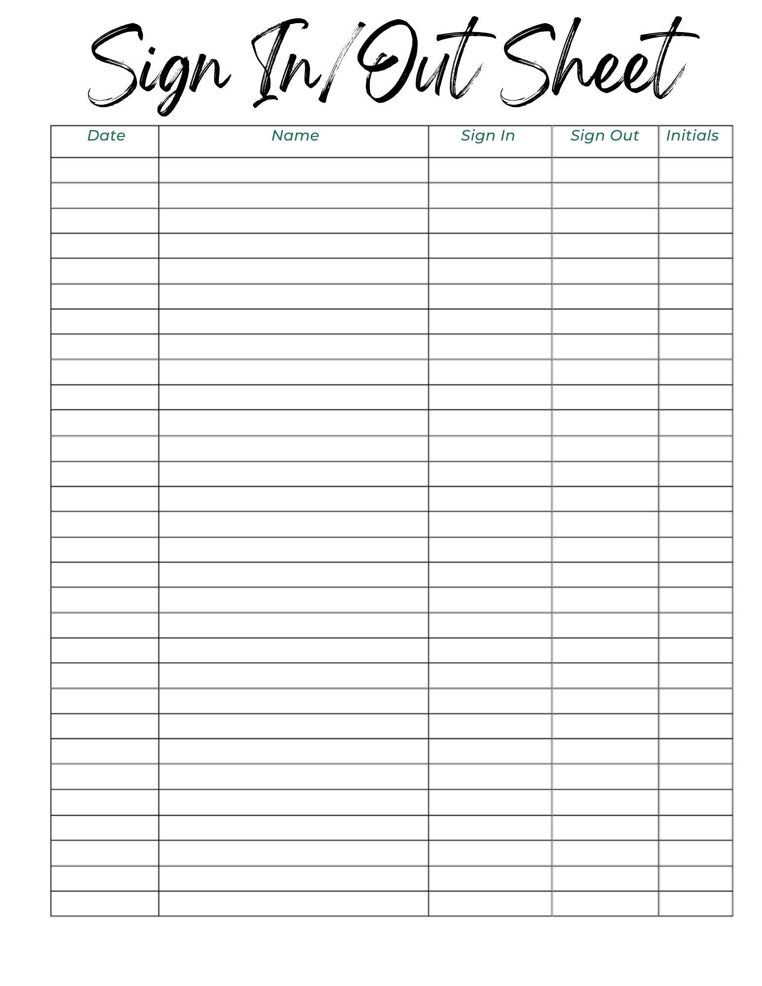 free printable sign in forms