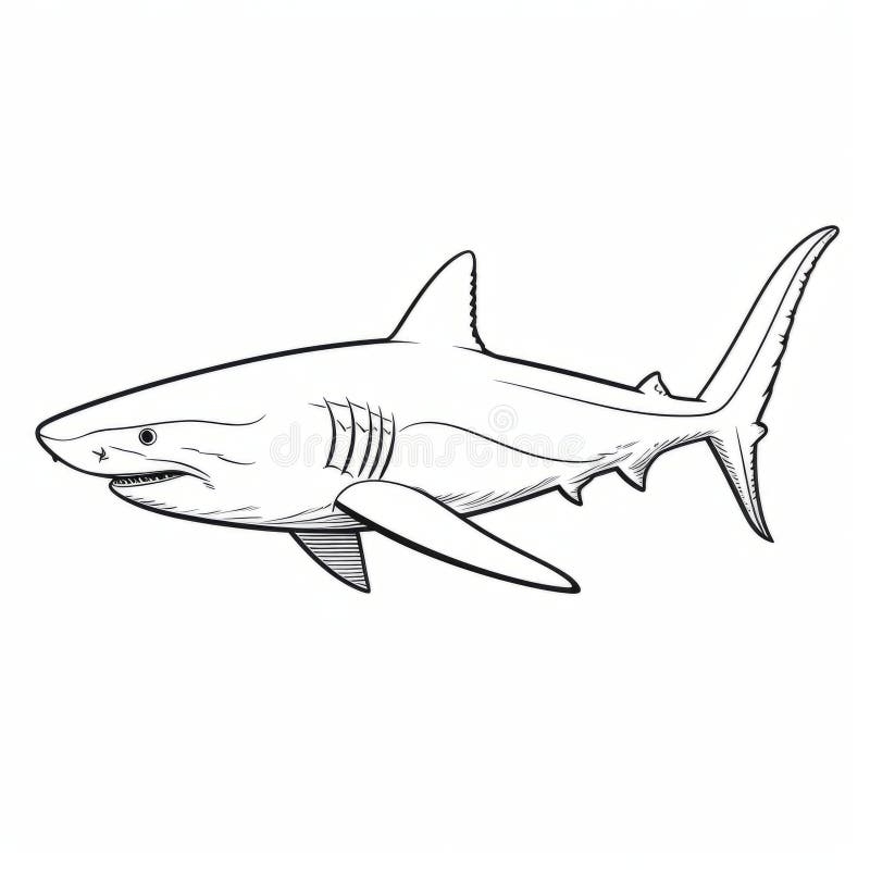 Simple Shark Coloring Page Monochrome Vector Illustration Stock Illustration Illustration Of Vector Shark 291005424