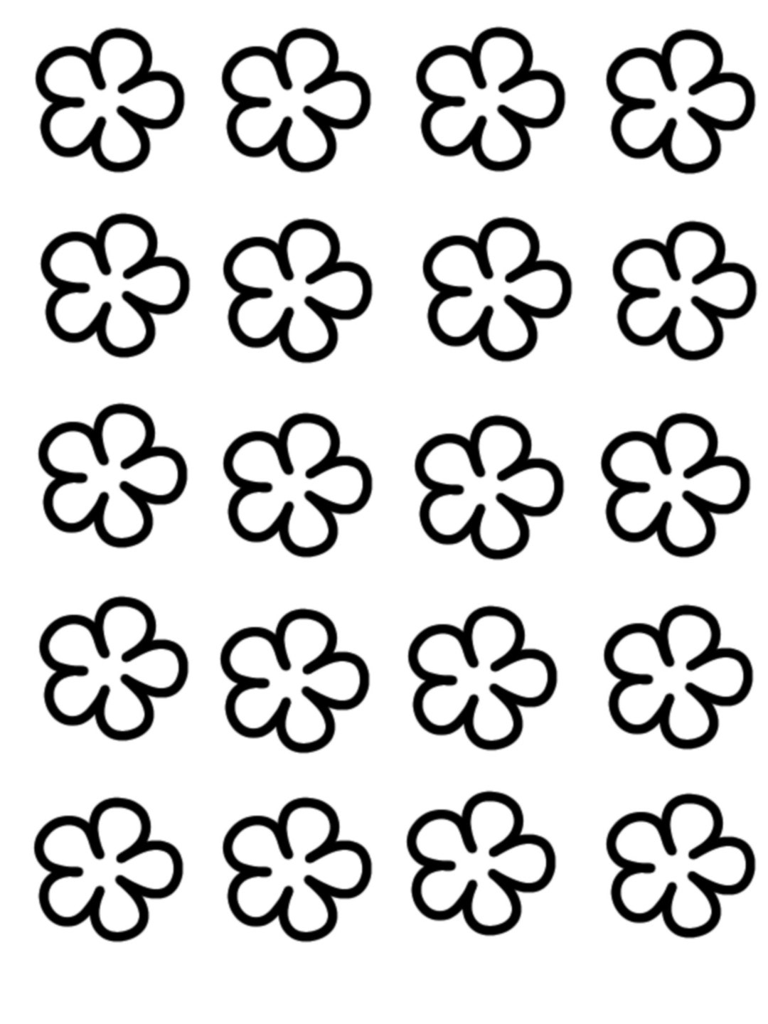Simple Small Flowers Coloring Page JPEG Image Printable Black And White Etsy
