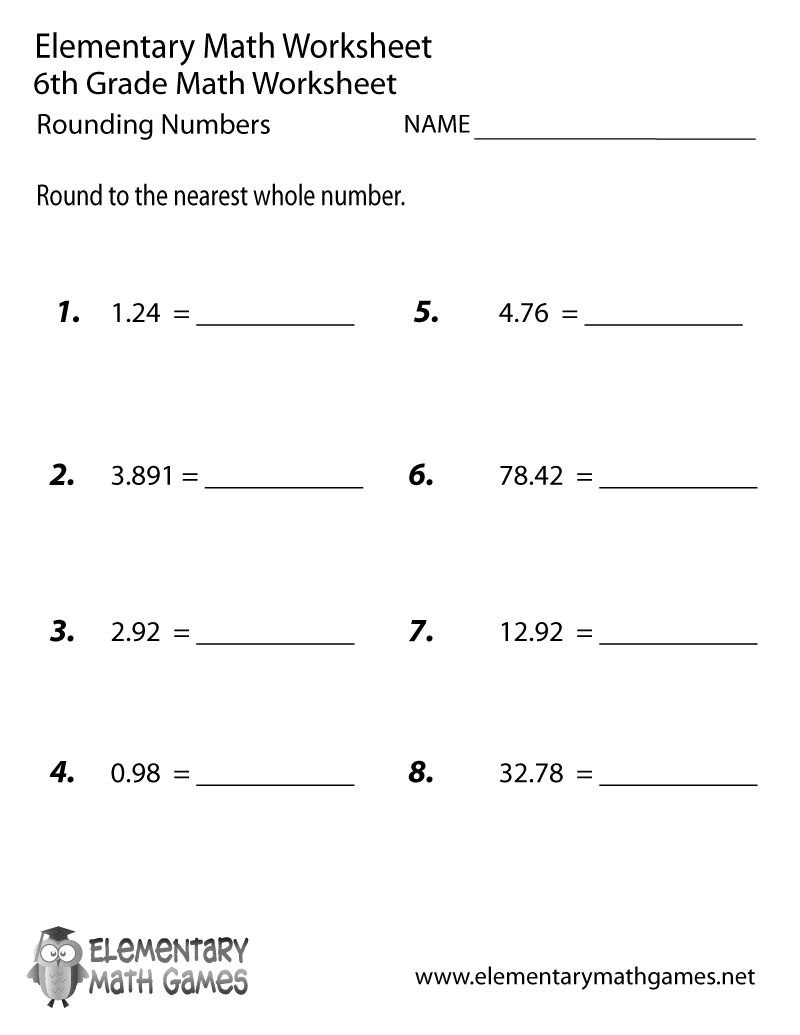 printable 6th grade worksheets