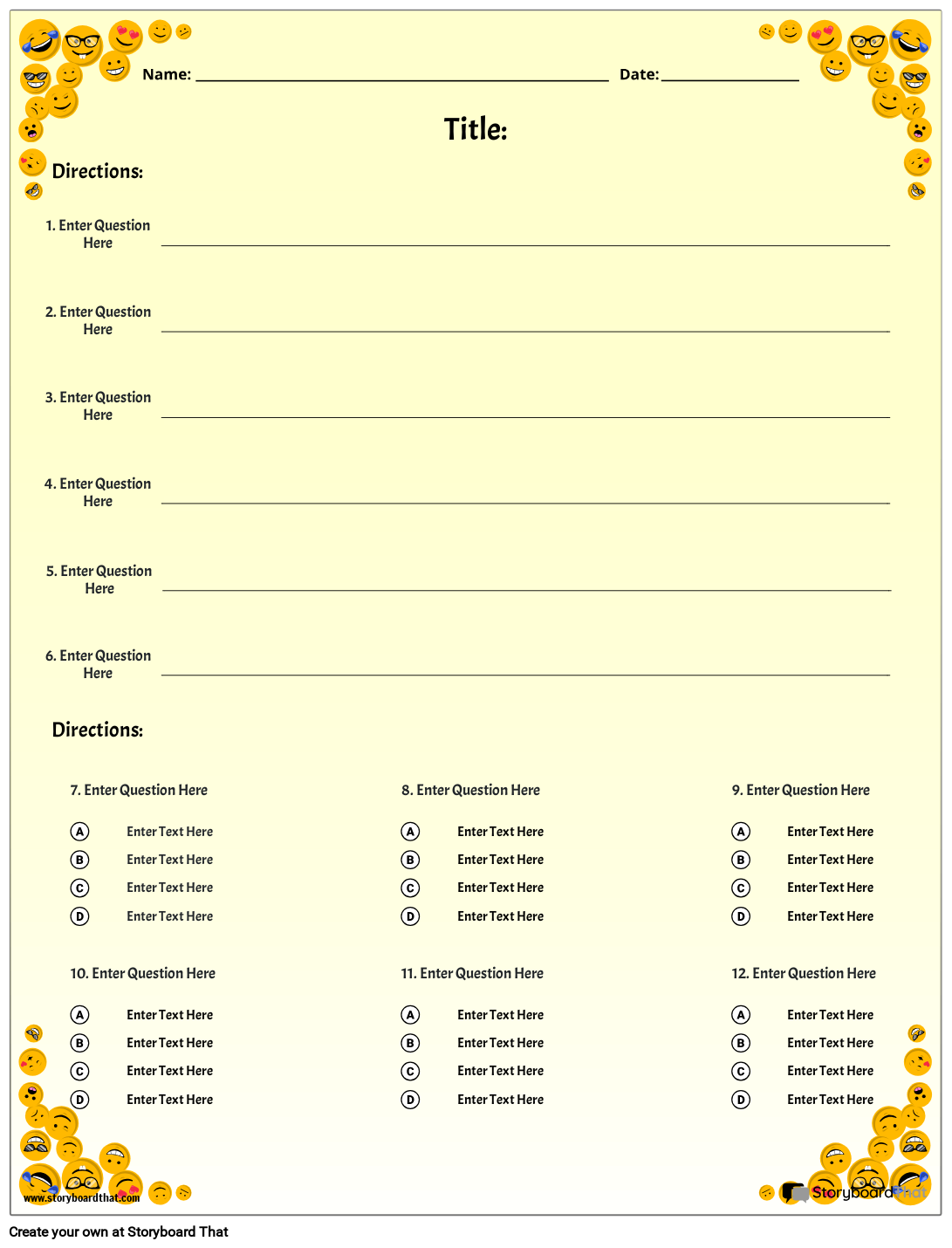 Storyboard That Free Quiz Maker Templates For Teachers