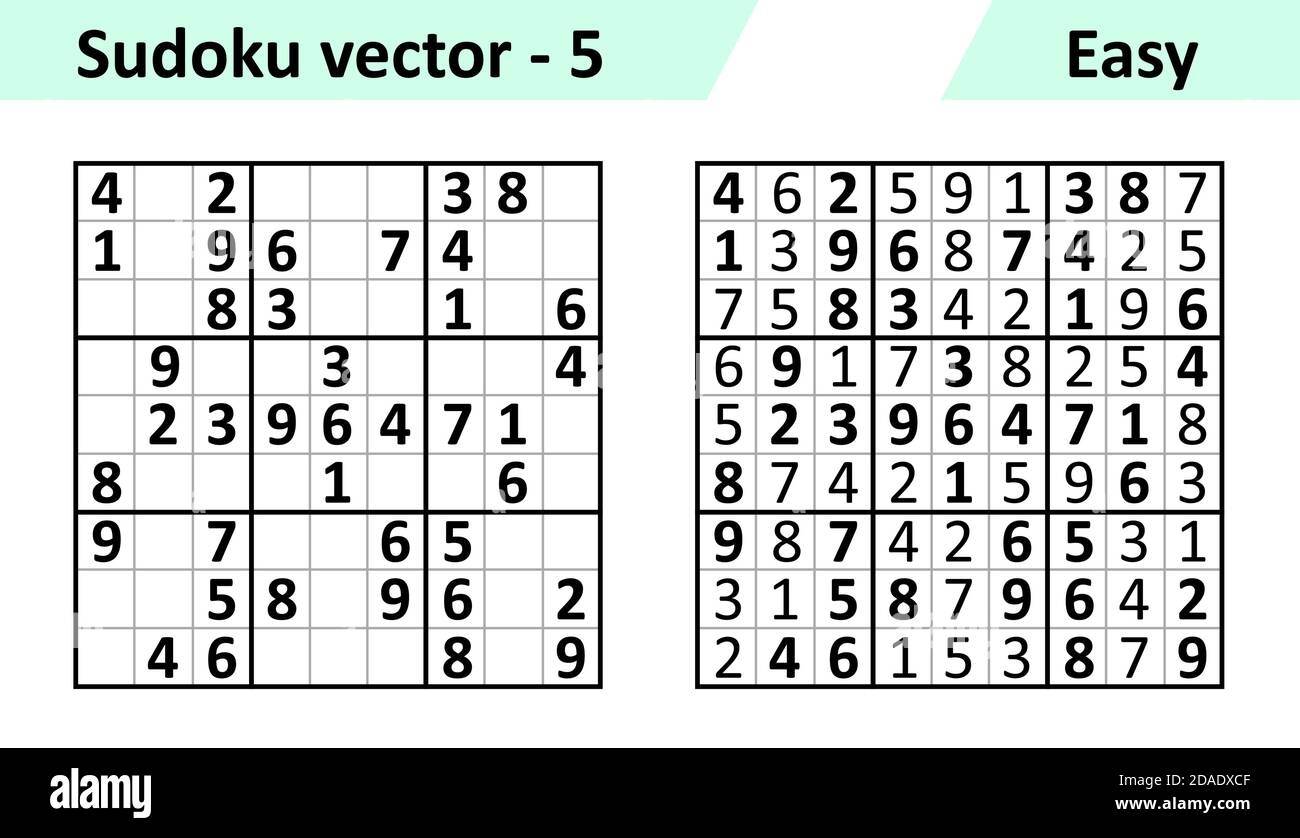 Sudoku Game With Answers Simple Vector Design Set Sudoku Blank Template Complexity Of The Task Is Easy Stock Vector Image U0026 Art Alamy