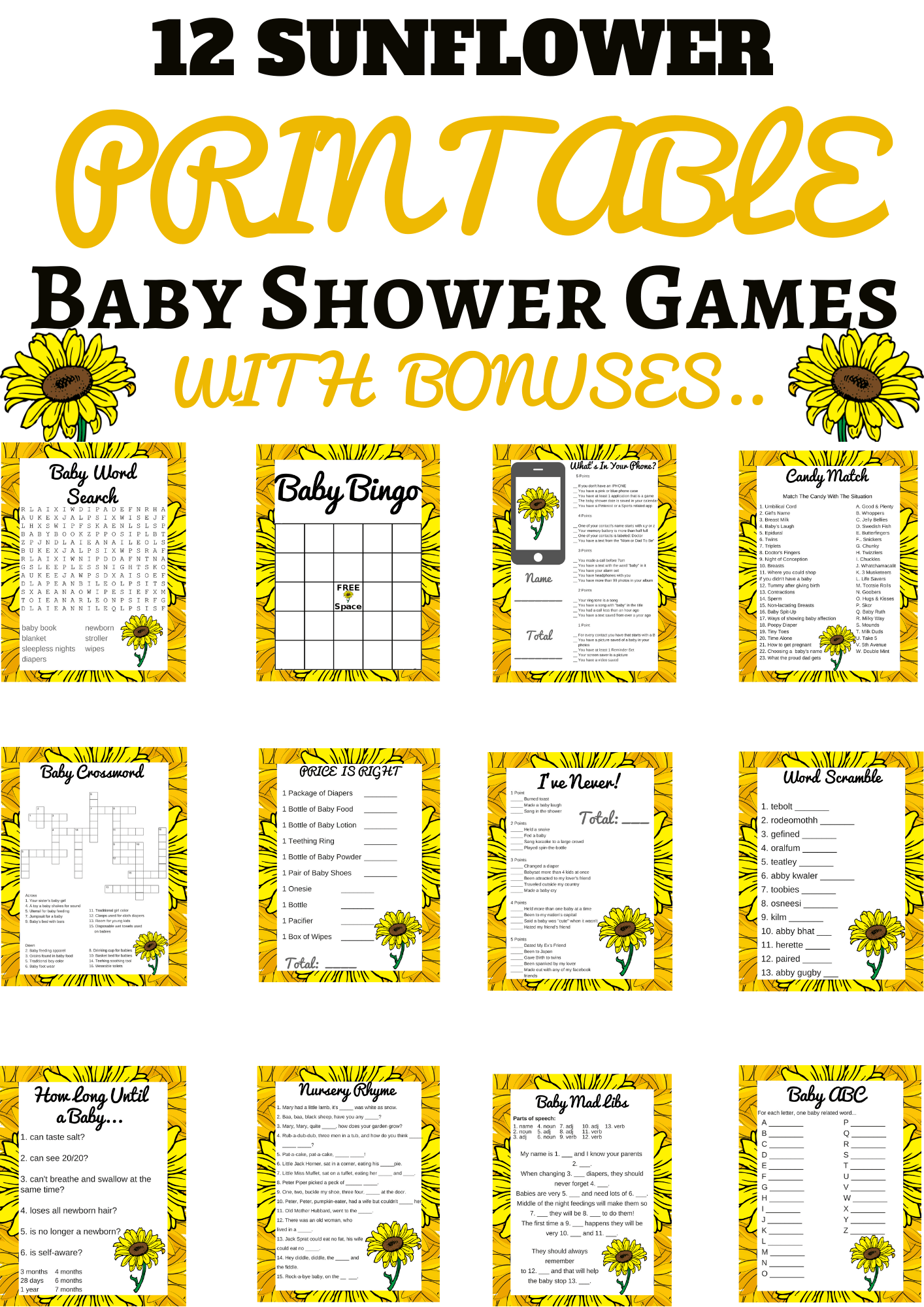 free baby shower printable games