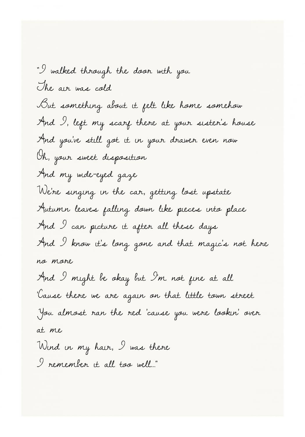 Taylor Swift All To Well Lyrics Poster Poster Star
