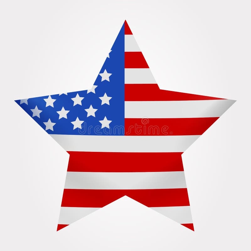 The American Flag Print As Star Shaped Symbol Big Star American Flag On White Background Stock Vector Illustration Of Event America 148247501