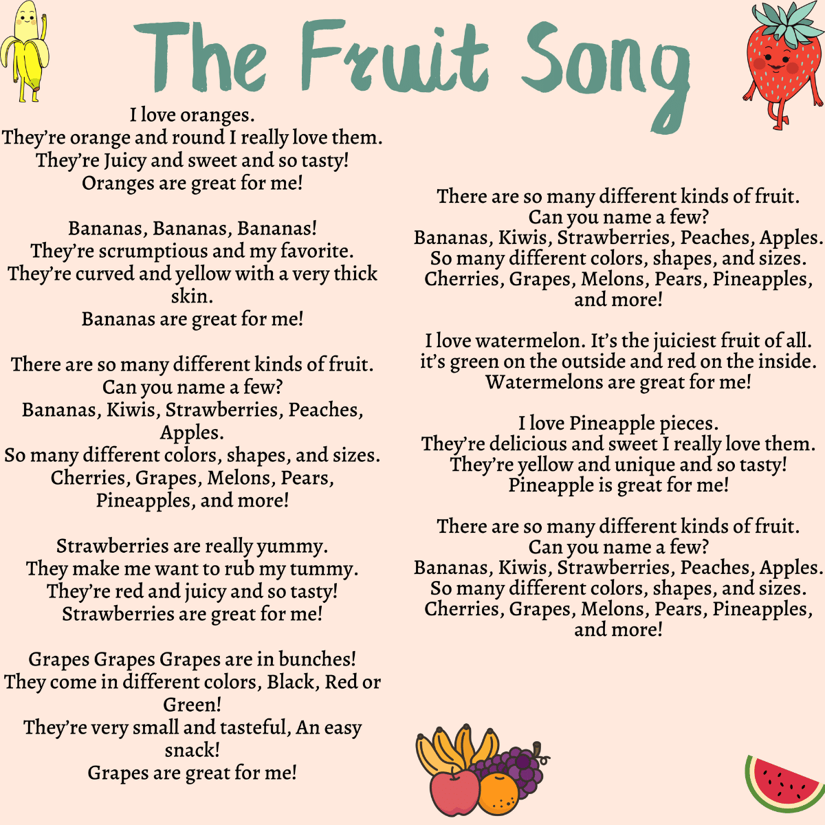The Fruits Song Printable Lyrics Origins And Video