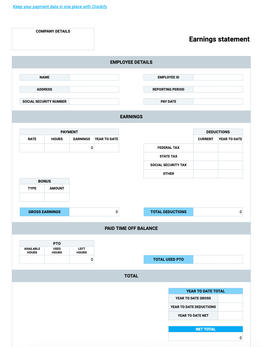 Top 9 Free Editable PDF Blank Pay Stubs Template WPS Office Blog