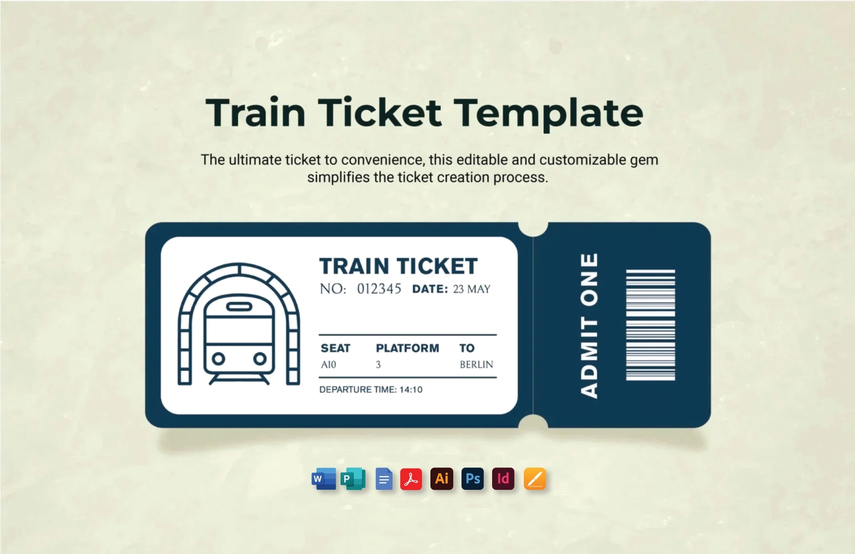 Train Ticket Template In Word Photoshop Publisher Google Docs InDesign PDF Download Template