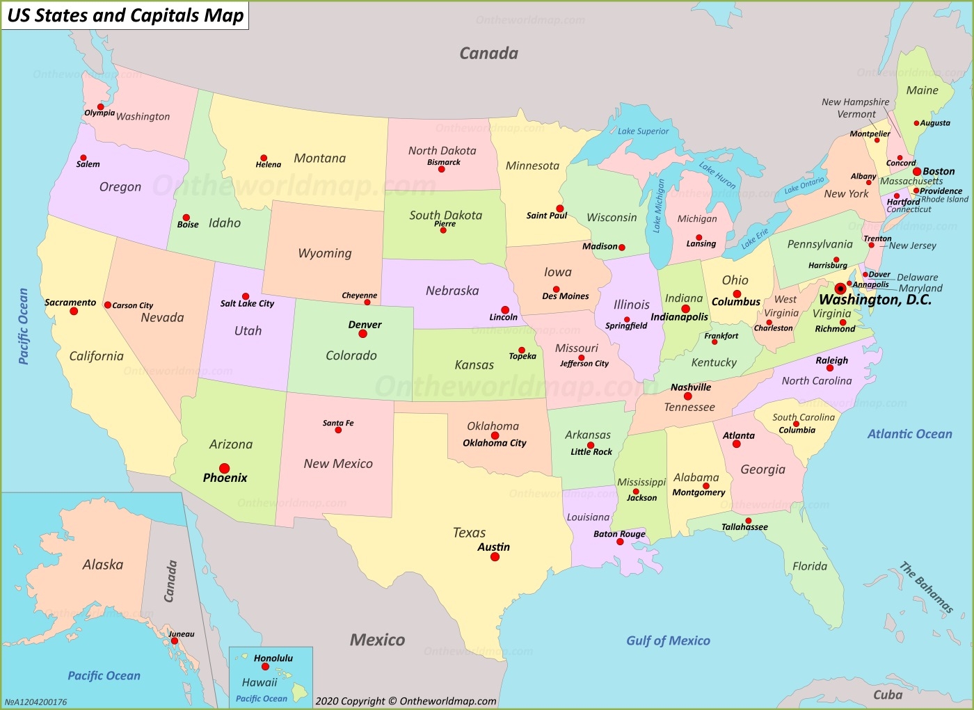 list of states and capitals of usa printable