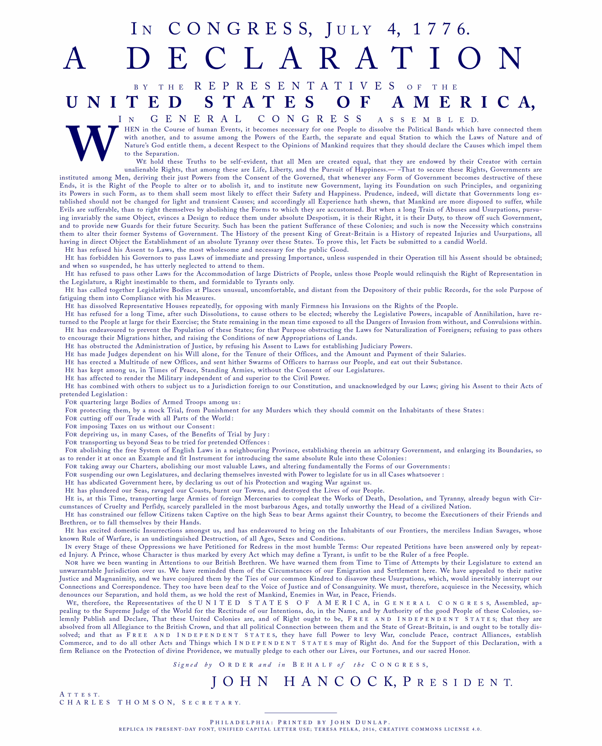 UNITED STATES DECLARATION OF INDEPENDENCE POSTER Teresa Pelka 