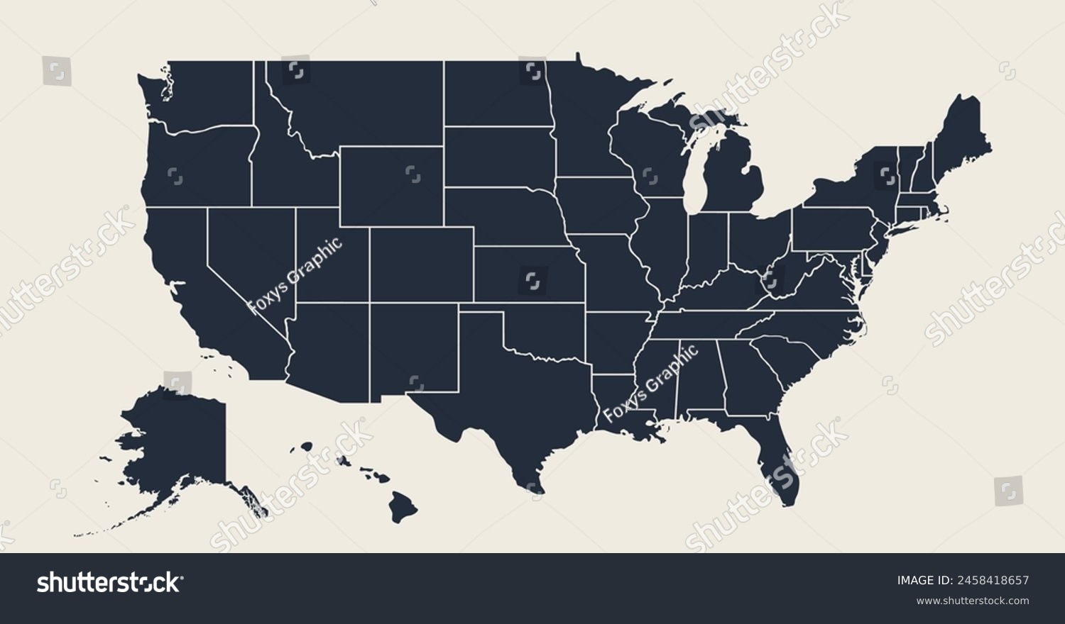 Usa Map Poster Map United States Stock Vector Royalty Free 2458418657 Shutterstock