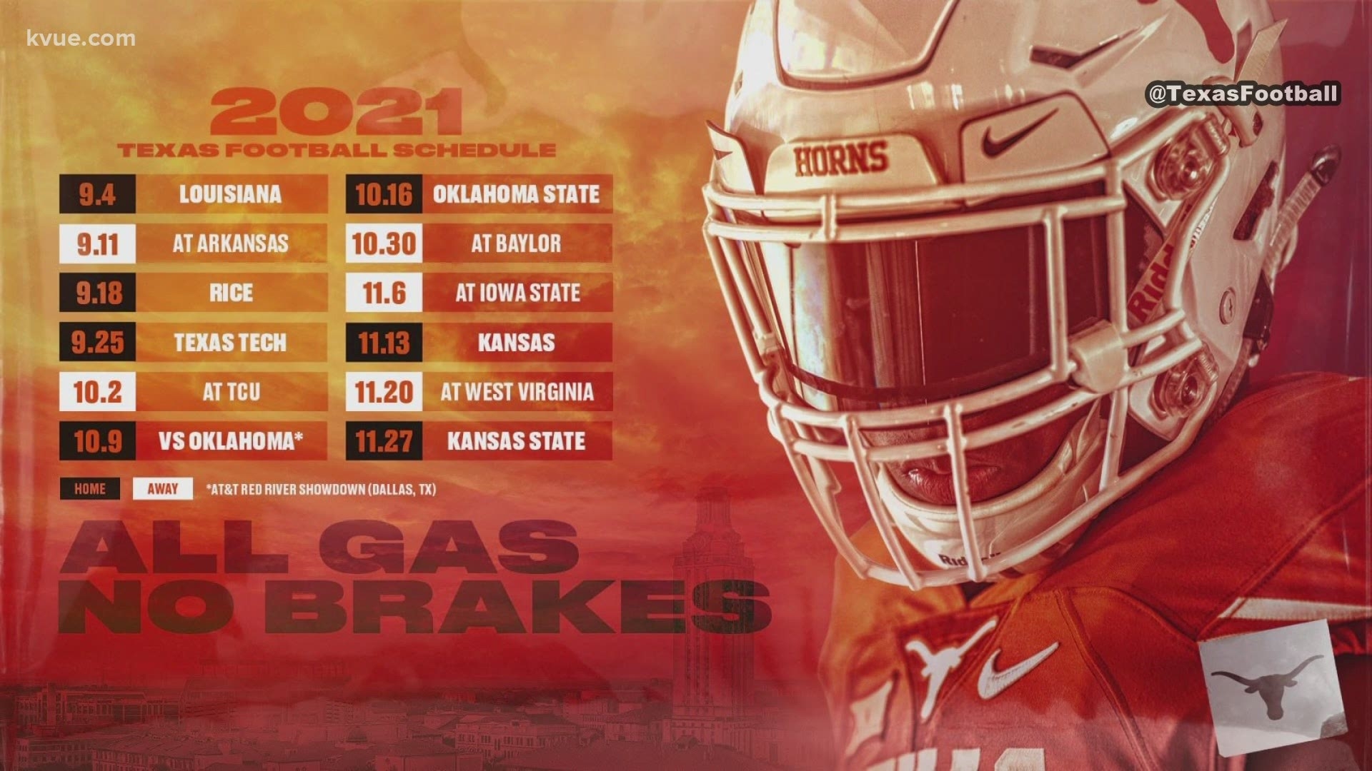 UT Announces 2021 Football Schedule
