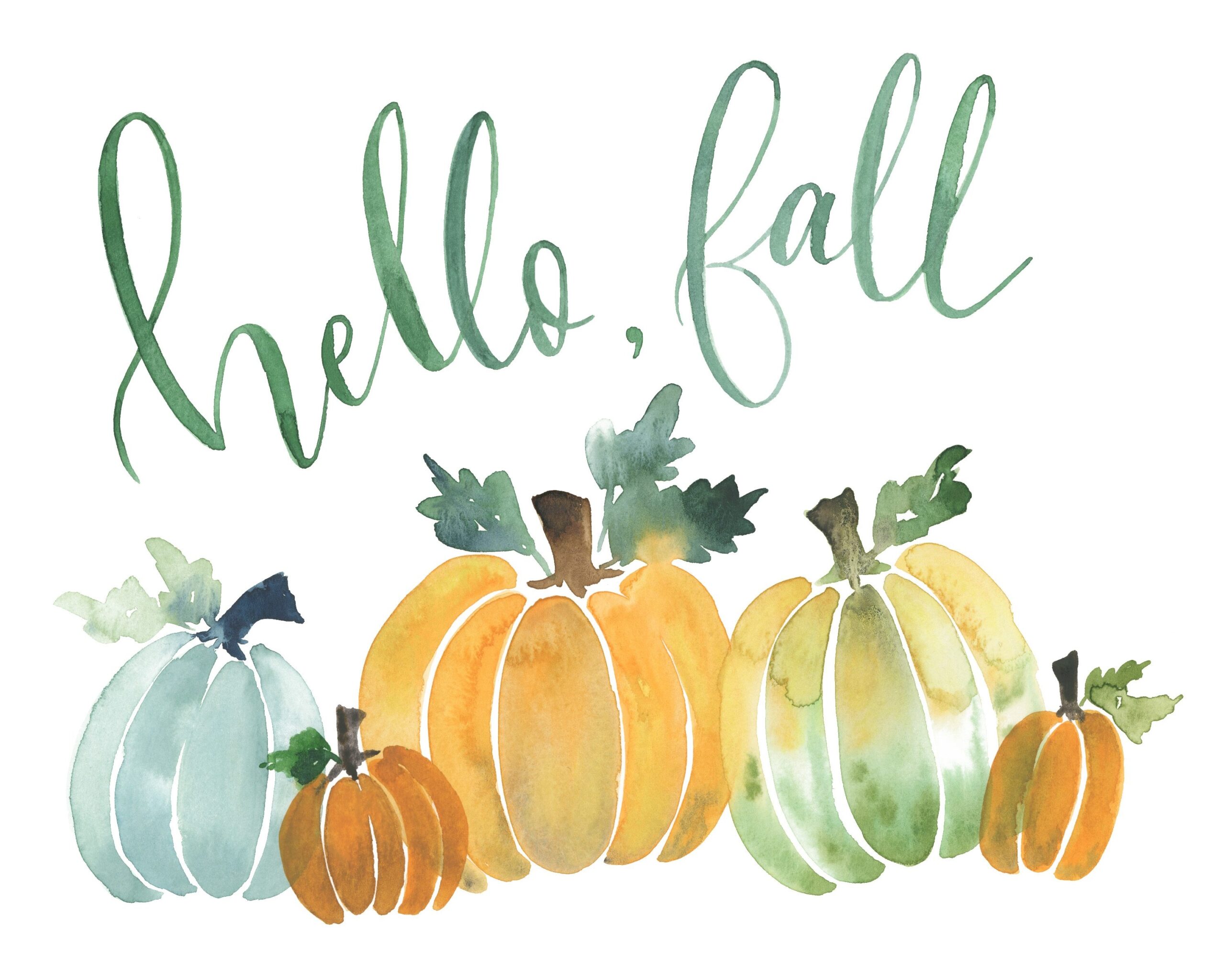 Watercolor Fall Pumpkin Printable TINSELBOX