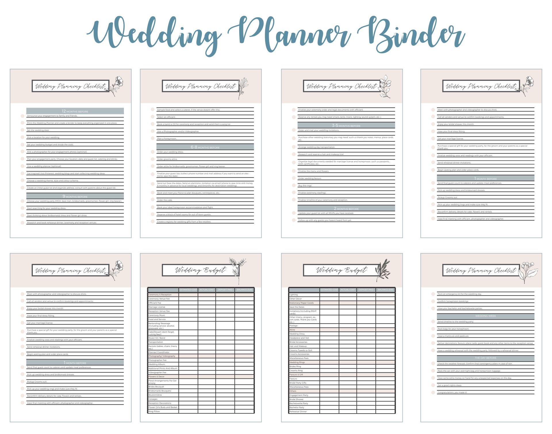 wedding planner free printable