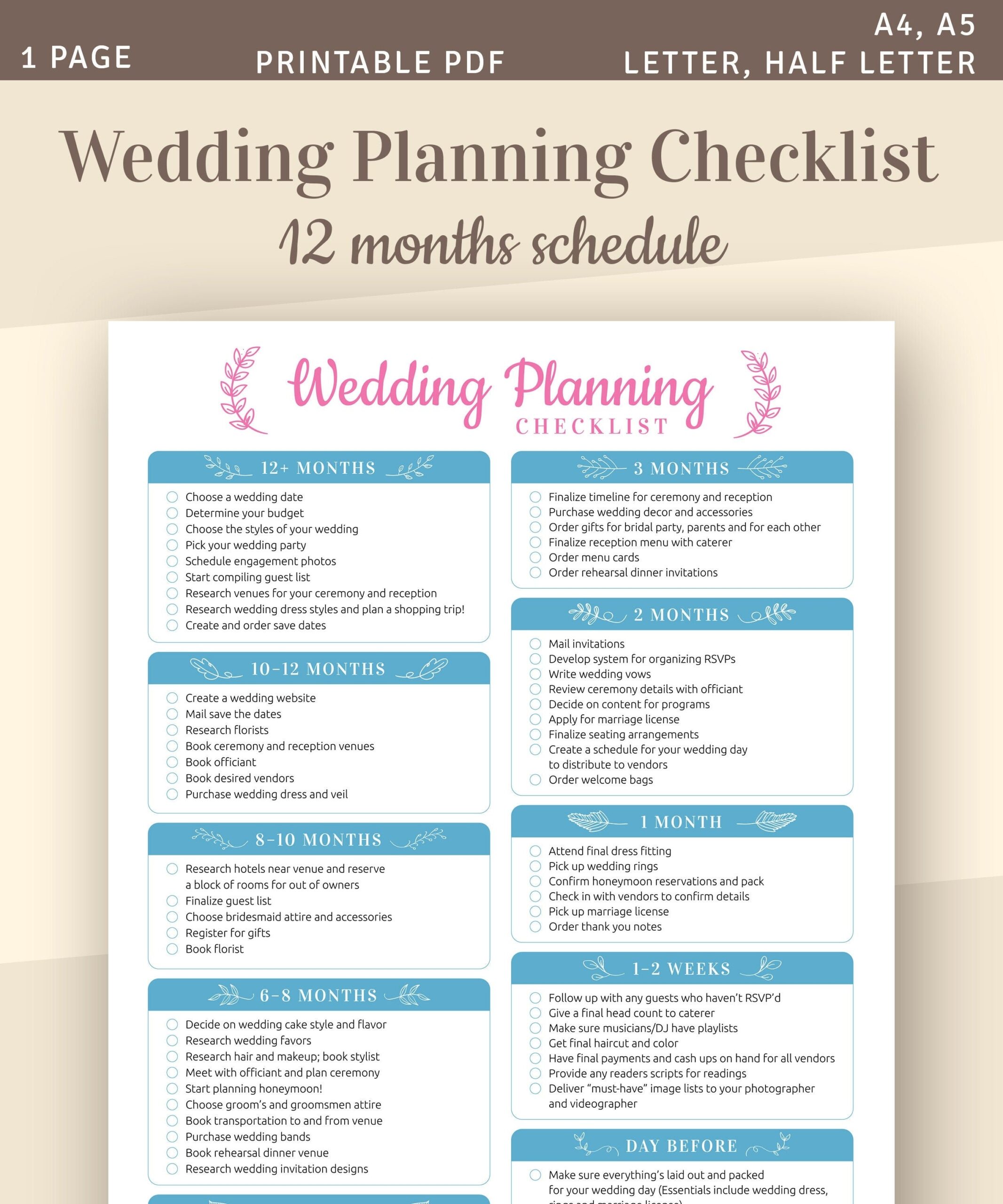 wedding planning checklist free printable