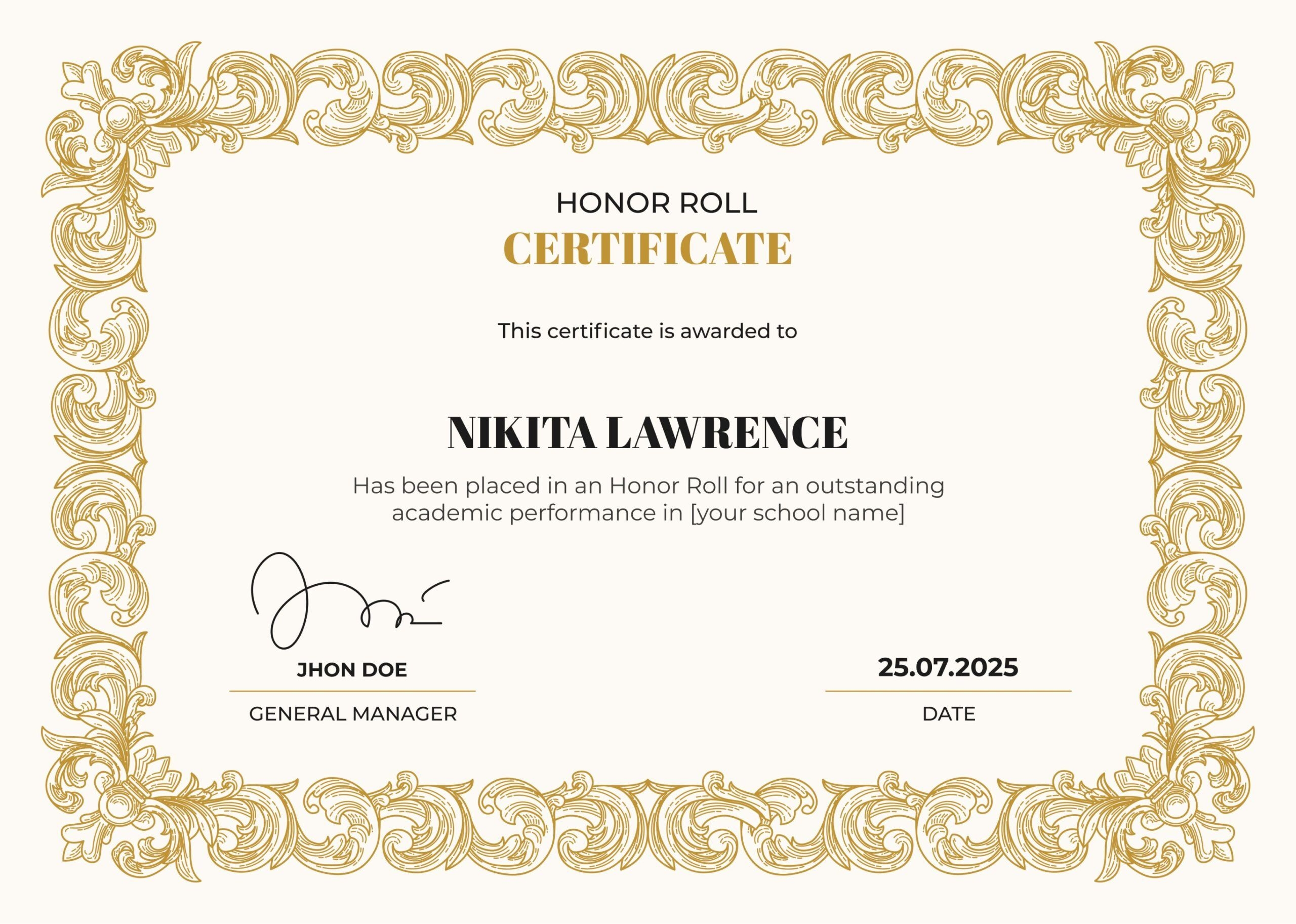 What Is Honor Roll Certificate 7 Free Editable Templates Sertifier